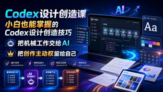 Codex设计创造课，小白也能掌握的Codex设计创造技巧，把机械工作交给AI，把创作主动权留给自己-爱搭资源网
