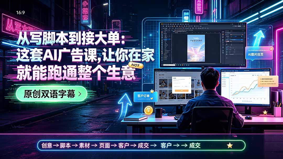 从写脚本到接大单：这套AI广告课，让你在家就能跑通整个生意【原创双语字幕】-爱搭资源网
