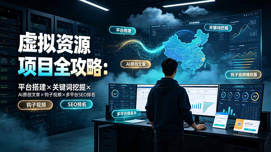 虚拟资源项目全攻略：平台搭建×关键词挖掘×AI原创文章×钩子视频×多平台SEO排名-爱搭资源网