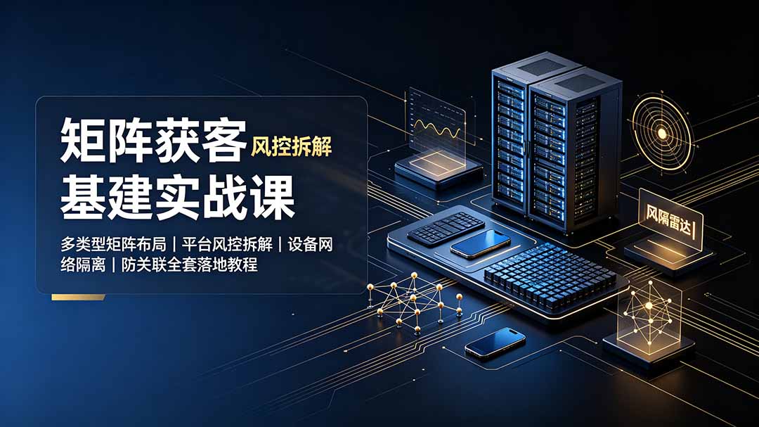 矩阵获客基建实战课：多类型矩阵布局｜平台风控拆解｜设备网络隔离｜防关联全套落地教程-爱搭资源网