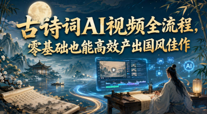古诗词AI视频全流程，零基础也能高效产出国风佳作-爱搭资源网
