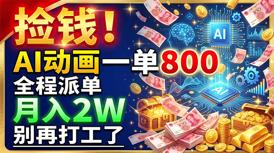 捡钱！AI动画一单800，全程派单，月入2W，别再打工了-爱搭资源网