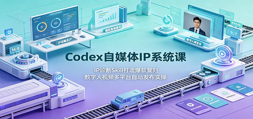 Codex自媒体IP系统课：IP诊断Skill打造爆款复刻，数字人视频多平台自动发布实操-爱搭资源网