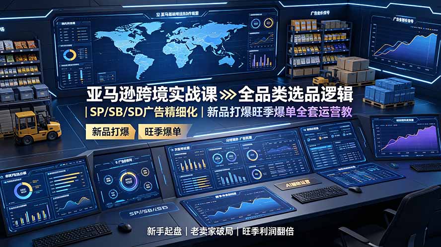亚马逊跨境实战课:全品类选品逻辑|SP/SB/SD广告精细化|新品打爆旺季爆单全套运营教程-爱搭资源网