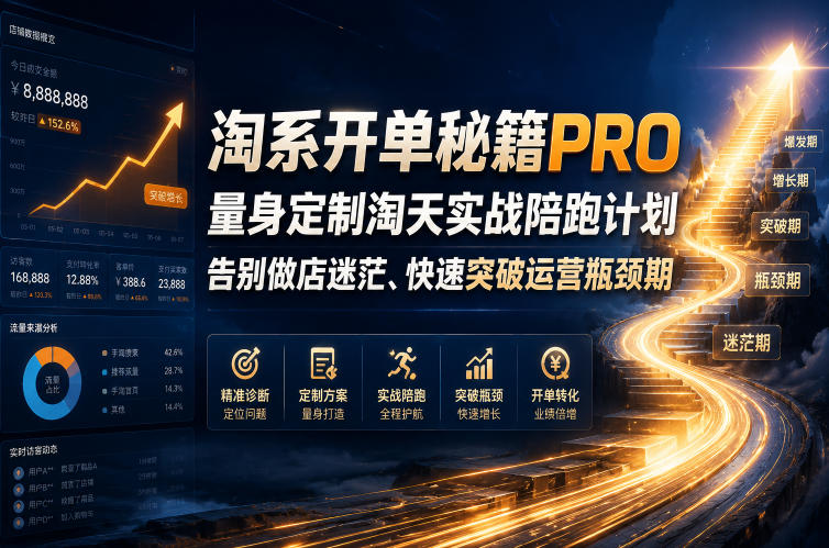 淘系开单秘籍PRO,量身定制淘天实战陪跑计划,告别做店迷茫、快速突破运营瓶颈期(20260715)-爱搭资源网