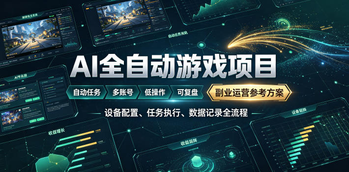 AI全自动游戏躺賺副业：日入几百，稳定运行三年的项目！【揭秘】-爱搭资源网