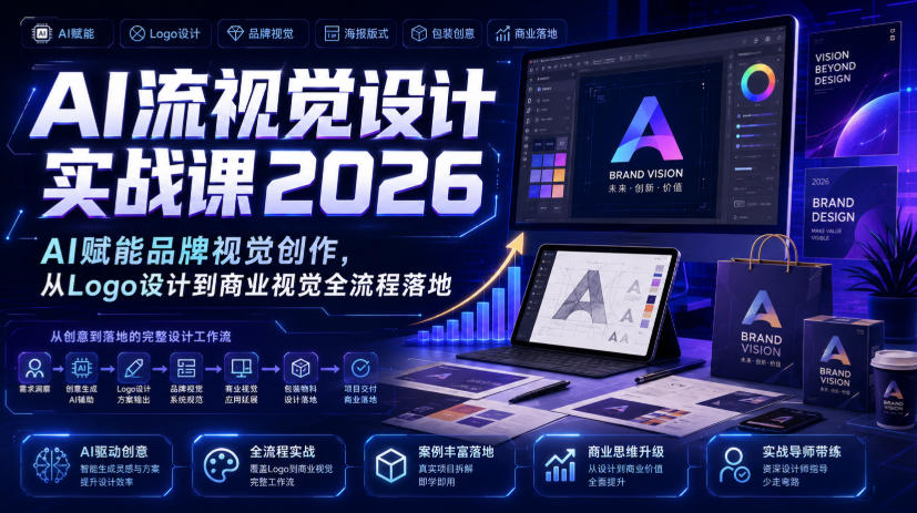 AI流视觉设计实战课2026：AI赋能品牌视觉创作，从Logo设计到商业视觉全流程落地-爱搭资源网