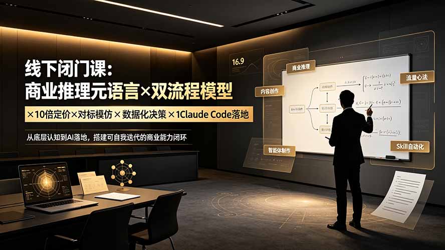 线下闭门课：商业推理元语言×双流程模型×10倍定价×对标模仿×数据化决策×Claude Code落地，击穿认知盲区-爱搭资源网