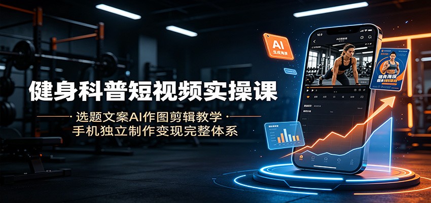 健身科普短视频实操课：选题文案AI作图剪辑教学，手机独立制作变现完整体系-爱搭资源网