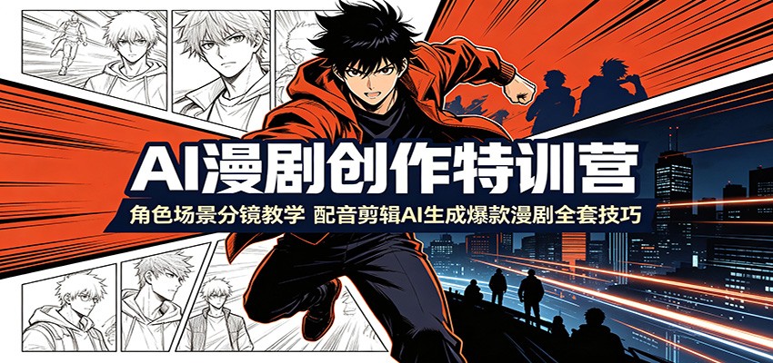AI漫剧创作特训营：角色场景分镜教学，配音剪辑AI生成爆款漫剧全套技巧-爱搭资源网