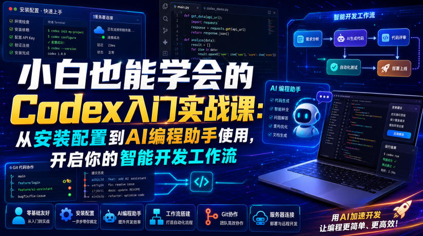 小白也能学会的Codex入门实战课：从安装配置到AI编程助手使用，开启你的智能开发工作流-爱搭资源网