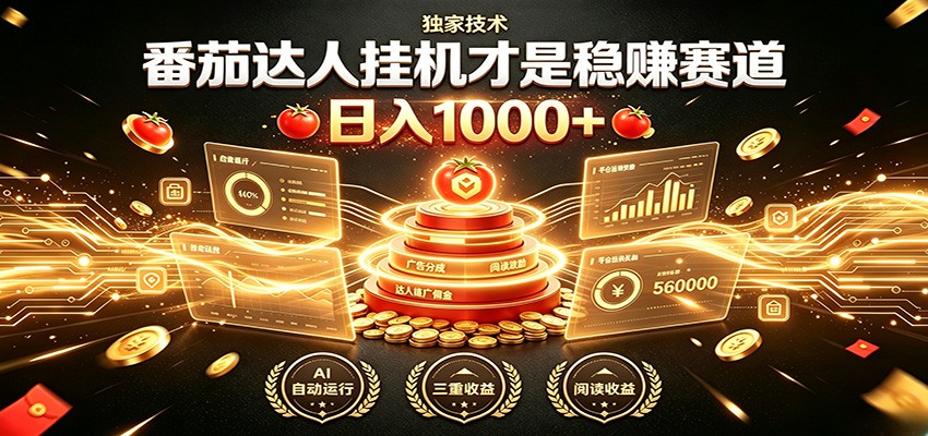 别再瞎找副业！番茄达人挂机才是稳赚赛道 日入1000+-爱搭资源网