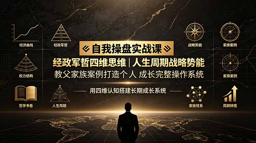 自我操盘实战课：经政军哲四维思维｜人生周期战略势能｜教父家族案例打造个人成长完整操作系统-爱搭资源网