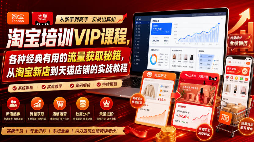 淘宝培训VIP课程，各种经典有用的流量获取秘籍，从淘宝新店到天猫店铺的实战教程(更新7月)-爱搭资源网
