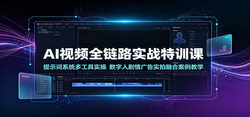 AI视频全链路实战特训课：提示词系统多工具实操，数字人剧情广告实拍融合案例教学-爱搭资源网