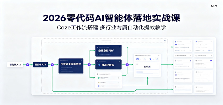 2026零代码AI智能体落地实战课:Coze工作流搭建,多行业专属自动化提效教学-爱搭资源网