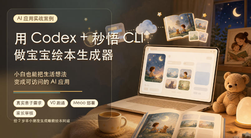 AI应用实战案例，用Codex+秒悟CLl做宝宝绘本生成器，小白也能把生活想法变成可访问的AI应用-爱搭资源网