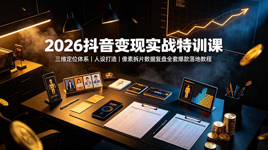 2026抖音变现实战特训课：三维定位体系｜人设打造｜像素拆片数据复盘全套爆款落地教程-爱搭资源网