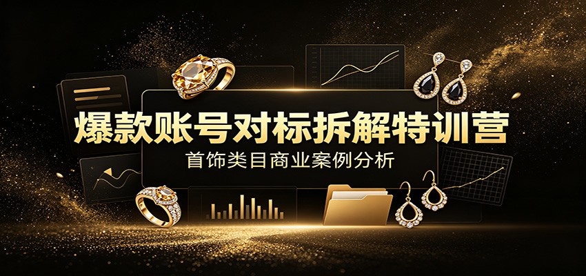 爆款账号对标拆解特训营：首饰类目商业案例分析，配套完整资料内容-爱搭资源网