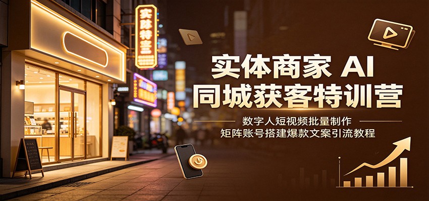 实体商家AI同城获客特训营：数字人短视频批量制作，矩阵账号搭建爆款文案引流教程-爱搭资源网