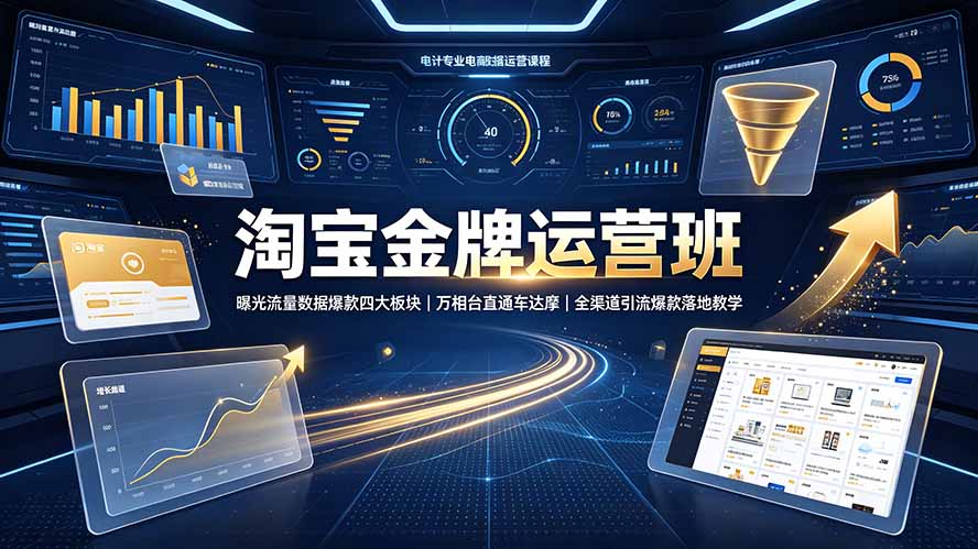 淘宝金牌运营班-7月:曝光流量数据爆款四大板块|万相台直通车达摩|全渠道引流爆款落地教学-爱搭资源网
