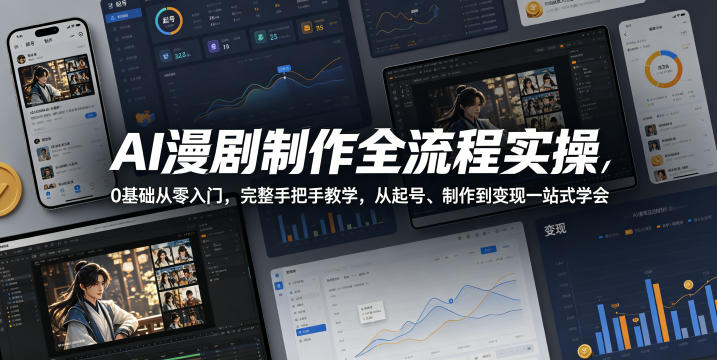 AI漫剧制作全流程实操，0基础从零入门，完整手把手教学，从起号、制作到变现一站式学会(更新)-爱搭资源网