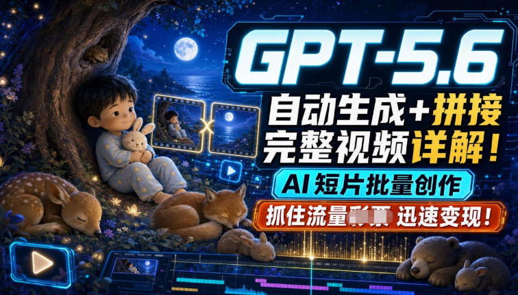 GPT-5.6自动生成＋拼接完整视频详解，AI短片批量创作，抓住流量迅速变现！-爱搭资源网