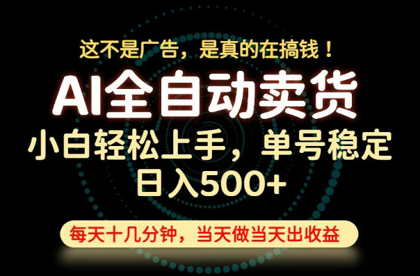 这不是广告，是真的在搞钱！当天做，当天变现，单号日入稳定500+，长期稳定可做！【揭秘】-爱搭资源网