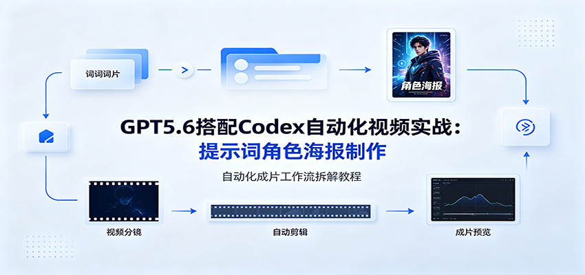 GPT5.6搭配Codex自动化视频实战：提示词角色海报制作，自动化成片工作流拆解教程-爱搭资源网