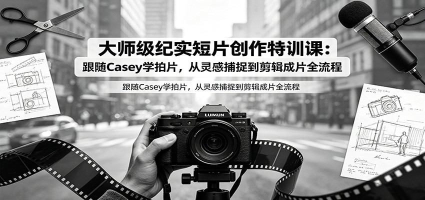 大师级纪实短片创作特训课:跟随Casey学拍片,从灵感捕捉到剪辑成片全流程-爱搭资源网