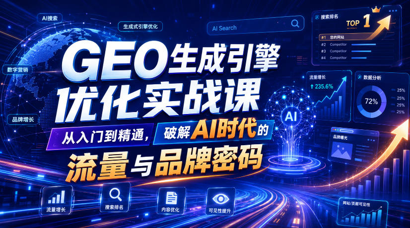 GEO生成引擎优化实战课，从入门到精通，破解AI时代的流量与品牌密码-爱搭资源网