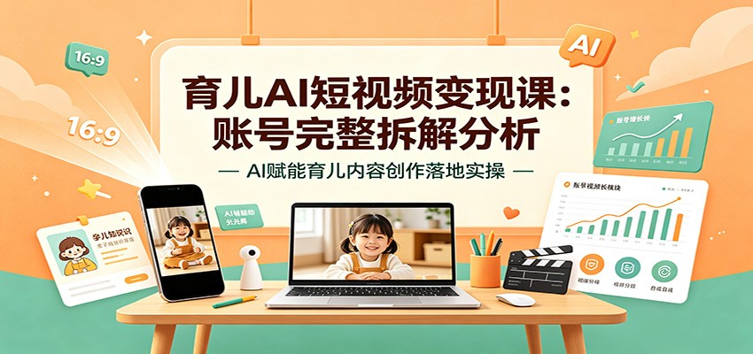 育儿AI短视频变现课：账号完整拆解分析，AI赋能育儿内容创作落地实操-爱搭资源网