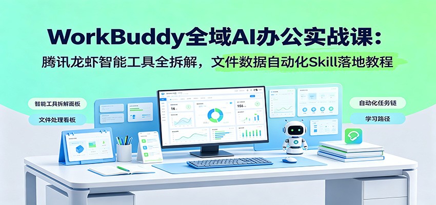 WorkBuddy全域AI办公实战课:腾讯龙虾智能工具全拆解,文件数据自动化Skill落地教程-爱搭资源网