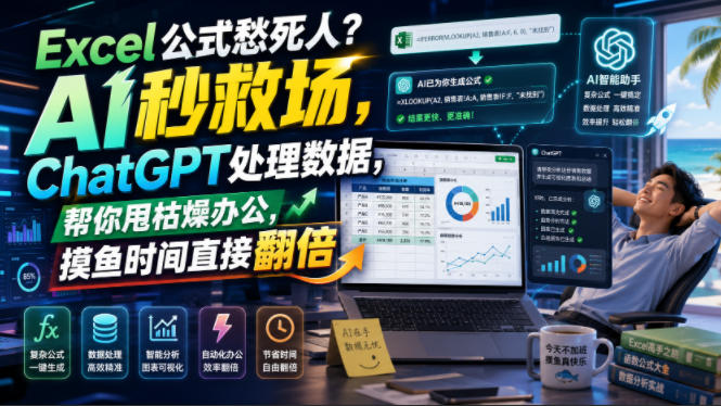 Excel公式愁死人？AI秒救场，ChatGPT处理数据，帮你甩枯燥办公，摸鱼时间直接翻倍【原创双语字幕】-爱搭资源网
