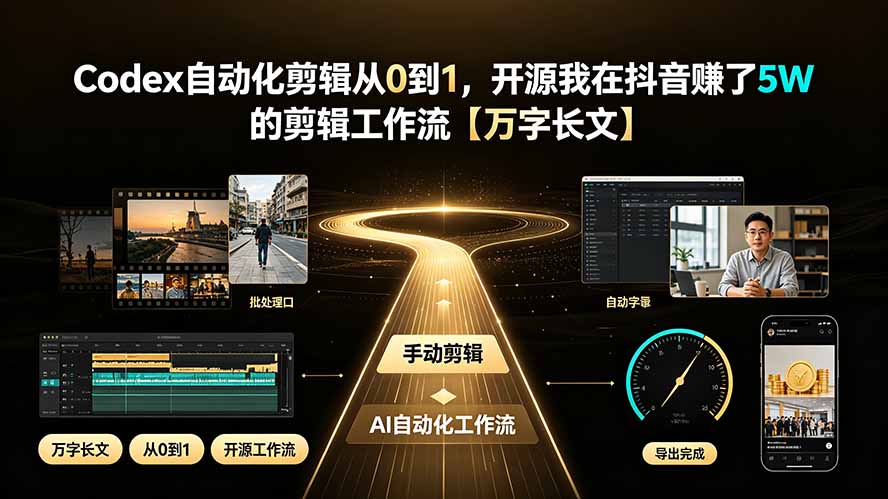 Codex自动化剪辑从0到1，开源我在抖音赚了5W 的剪辑工作流【万字长文】-爱搭资源网