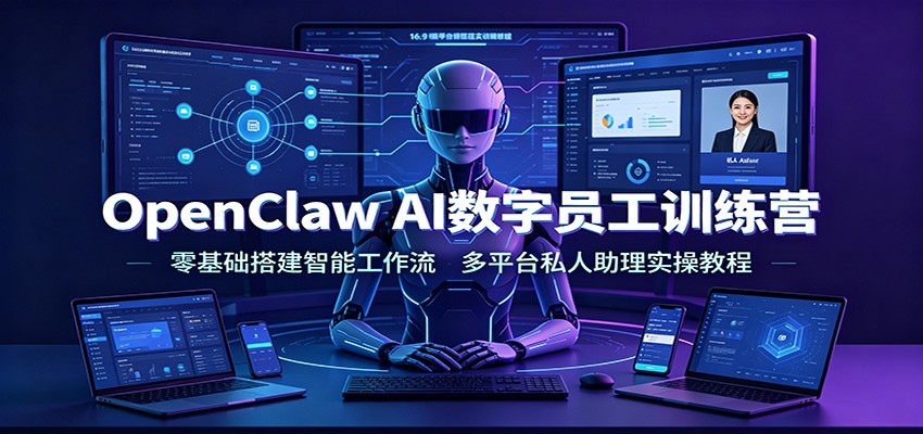 OpenClaw AI数字员工训练营：零基础搭建智能工作流，多平台私人助理实操教程-爱搭资源网