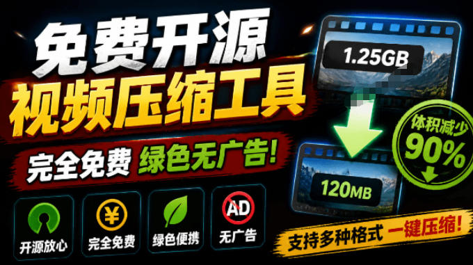 Github开源视频压缩瘦身工具，轻松压缩90%，并保持画质清晰，完全免费绿色无广告！VideoSlim-爱搭资源网
