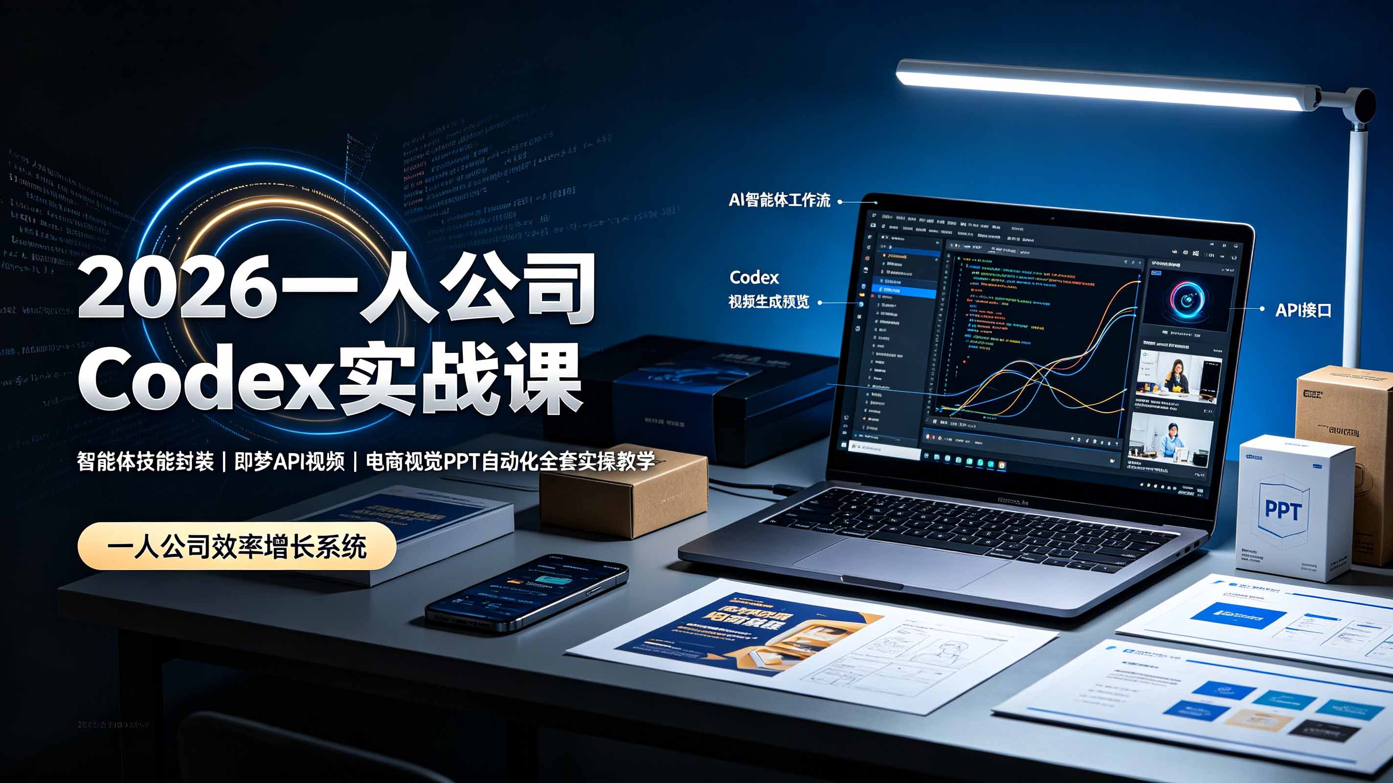 2026一人公司Codex实战课◆智能体技能封装｜即梦API视频｜电商视觉PPT自动化全套实操教学-爱搭资源网