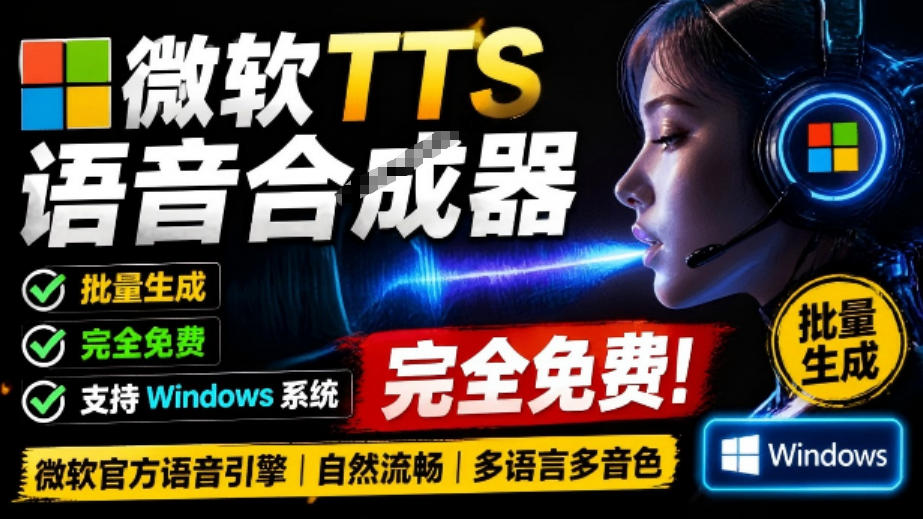 微软TTS免费语音配音生成器，完全免费，支持多语音、多音色选择，Windows系统专用TTS语音合成器-爱搭资源网