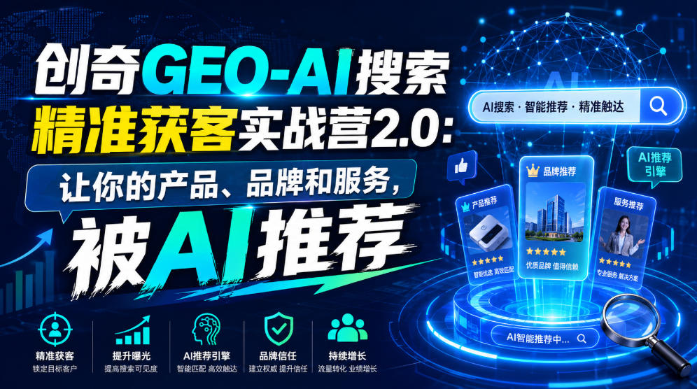 创奇GEO-AI搜索精准获客实战营2.0：让你的产品、品牌和服务，被AI推荐-爱搭资源网