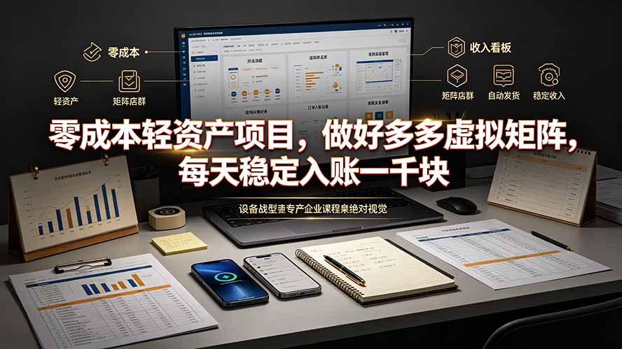 零成本轻资产项目，做好多多虚拟矩阵，每天稳定入账一千块-爱搭资源网