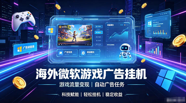 海外游戏广告自动挂G,轻资产海外副业风口,单设备稳定产出500+【揭秘】-爱搭资源网