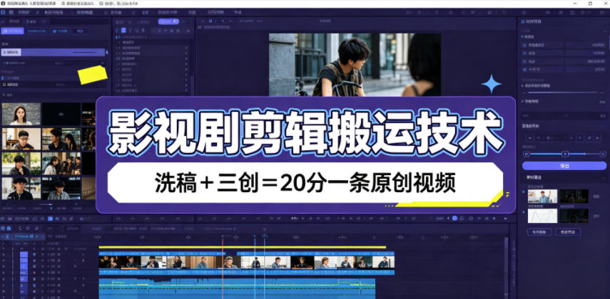 影视剧剪辑搬运技术,洗稿+三创=20分一条原创视频-爱搭资源网
