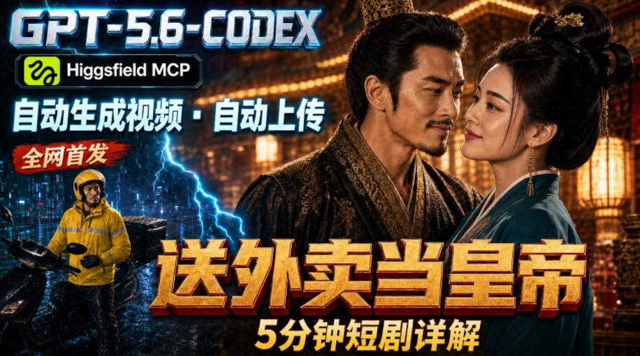 GPT-5.6 Codex+Higgsfield MCP：一条指令生成5分钟短剧并自动上传YouTube(油管)-爱搭资源网