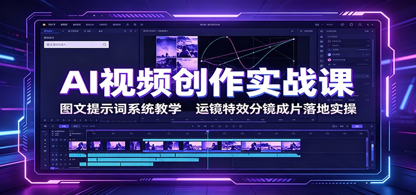 AI视频创作实战课：图文提示词系统教学，运镜特效分镜成片落地实操-爱搭资源网