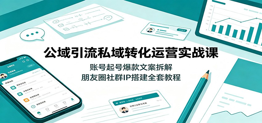 公域引流私域转化运营实战课：账号起号爆款文案拆解，朋友圈社群IP搭建全套教程-爱搭资源网