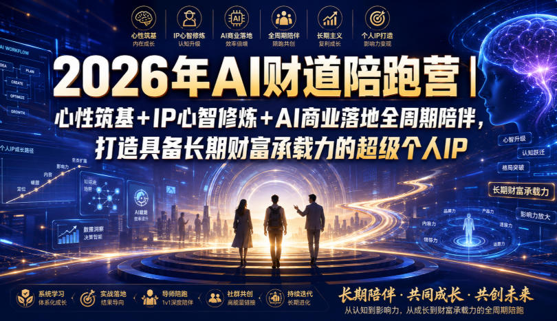 2026年AI财道陪跑营｜心性筑基+IP心智修炼+AI商业落地全周期陪伴，打造具备长期财富承载力的超级个人IP-爱搭资源网