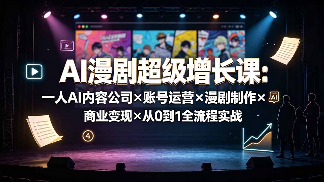 AI漫剧超级增长课：一人AI内容公司×账号运营×漫剧制作×商业变现×从0到1全流程实战-爱搭资源网