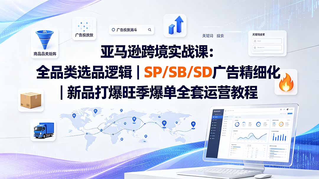 亚马逊跨境实战课-更新：全品类选品逻辑｜SP/SB/SD广告精细化｜新品打爆旺季爆单全套运营教程-爱搭资源网