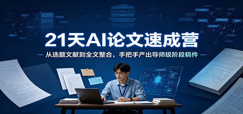 21天AI论文速成营：从选题文献到全文整合，手把手产出导师级阶段稿件-爱搭资源网